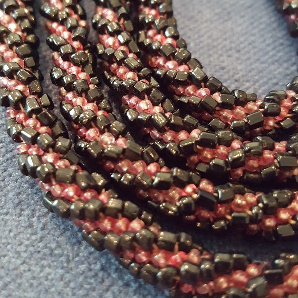 Vintage Hand-braided Twisted Bead Rope Necklace